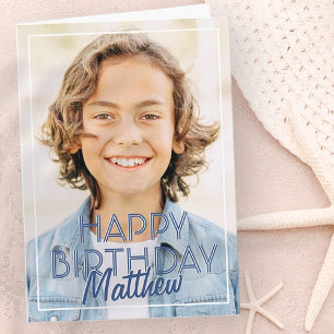 Modern Simple Ram Anpassningsbar Photo Birthday Hä Kort