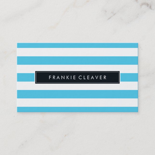 MODERN SIMPLE RAND MÖNSTER fet trendig aqua blue Visitkort (Framsida)