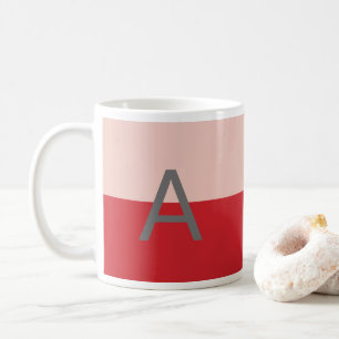 Modern Simple Red and Rosa Monogram Kaffemugg