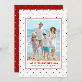 Modern Simple Red Hearts Photo Valentines Day Julkort