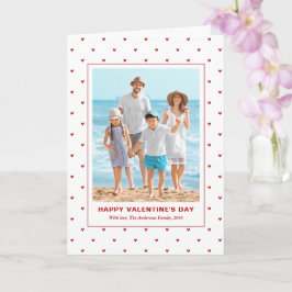 Modern Simple Red Hearts Photo Valentines Day Kort