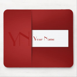 Modern Simple Red Monogram Namn - Mousepad Musmatta