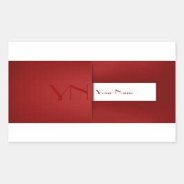Modern Simple Red Monogram Namn Rektangulärt Klistermärke