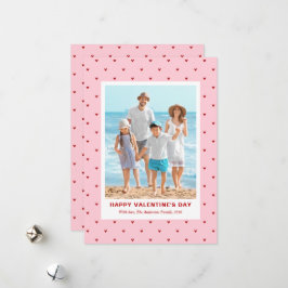 Modern Simple Red Pink Hearts Photo Valentines Day Julkort