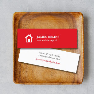 Modern Simple Red White House Realtor Mini Visitkort