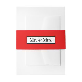 Modern Simple Retro Red Mr + Mrs. Band För Inbjudningskort