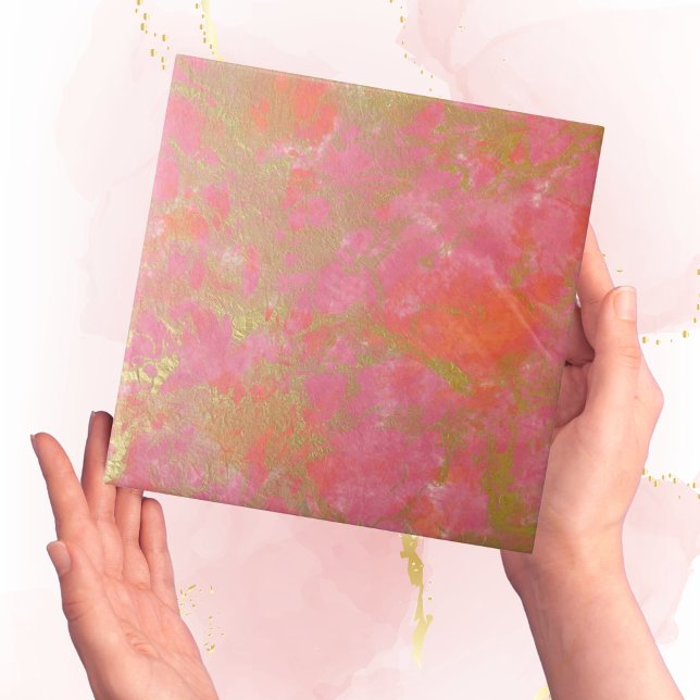 Modern Simple Rosa Guld Faux Marble-effekt Tile Kakelplatta (pink marble with gold elegant tiles)