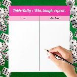 Modern Simple Rosa White Bunco Bord Tally Anteckningsblock<br><div class="desc">Lägg till stil och roligt till din spelkväll med rosa och vit Bunco bord tally lakan. Designat för Bunco-spelare, är det enkelt att läsa, enkelt att vinna och behållor ditt spel. Den roliga "Win, Laugh, Repeat" Bunco säger till behållan om humörljuset och tävlingsvänligheten. Perfekt för dam' Bunco night, party och...</div>