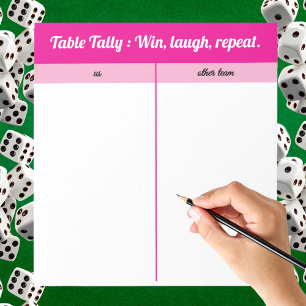 Modern Simple Rosa White Bunco Bord Tally Anteckningsblock