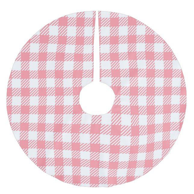 Modern Simple Rosa White Gingham Check Julgransmatta Borstad Polyester (Framsidan)