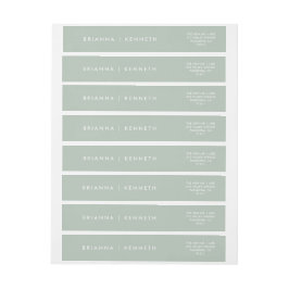 Modern Simple Sage Elegant bröllop Etikettband