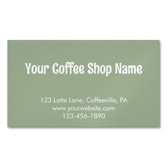 Modern Simple Sage Green Custom Coffee Promotional Magnetiska Visitkort (Framsida)