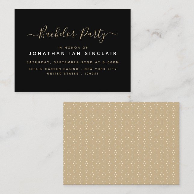 Modern Simple Script Bachelor Party Biljett Inbjud (Fram/baksida)