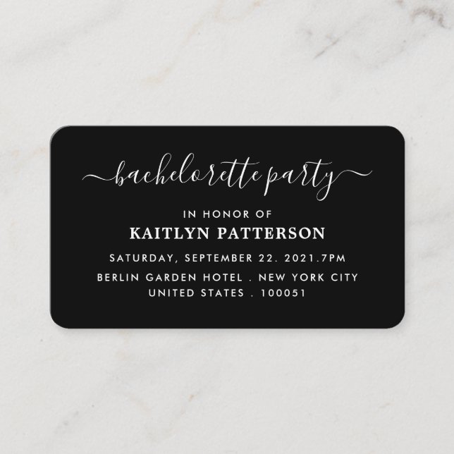 Modern Simple Script Bachelorette Party Biljett Tilläggskort (Framsida)