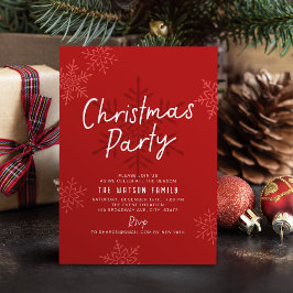 Modern Simple Script Snowflakes Christmas Party Julkort