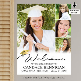 Modern Simple Script Student Welcome 4 Photo Poster