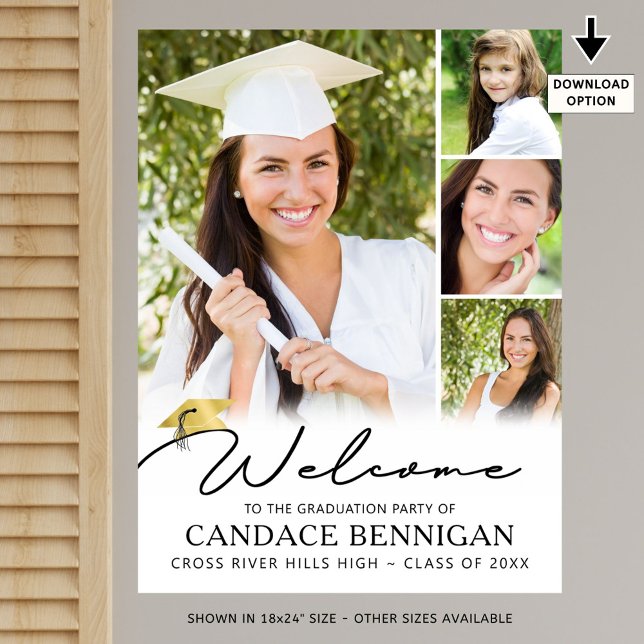 Modern Simple Script Student Welcome 4 Photo Poster (Skapare uppladdad)