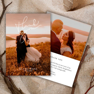 Modern Simple Script Wedding Photo Tack Kort
