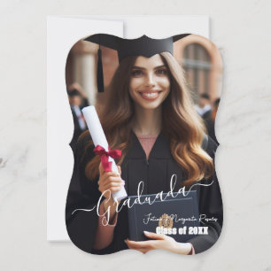 Modern Simple Spain Photo Script Grad Inbjudningar