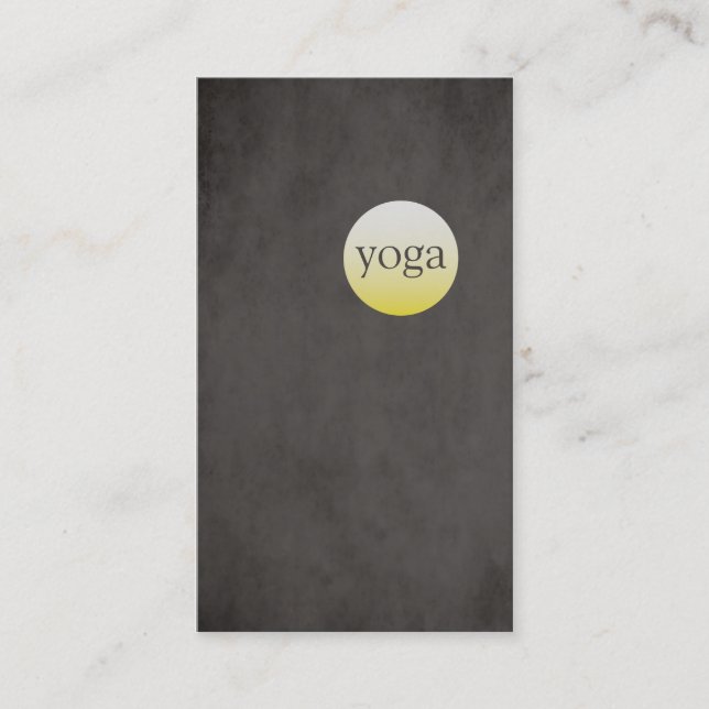 Modern Simple Struktur Black Gult Yoga Instructor Visitkort (Framsida)