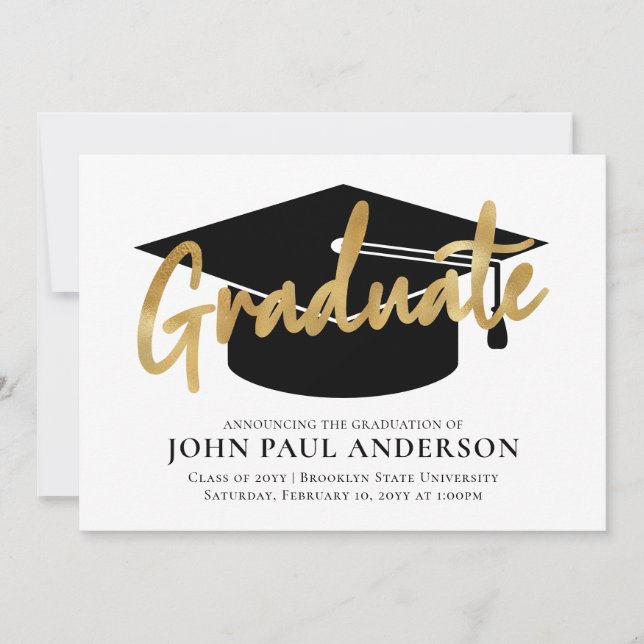 Modern Simple Student Guld Grad Cap Studenten Meddelande (Framsida)