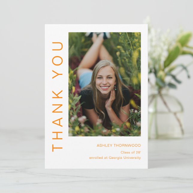 Modern Simple Student Photo Studenten Tack Kort (Stående Fram)