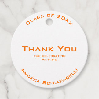 Modern Simple Studenten Orange Tack Gåvor Etiketter