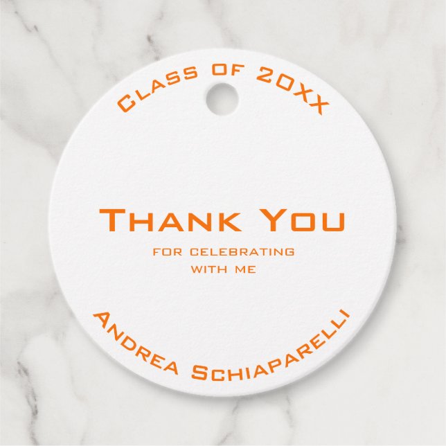 Modern Simple Studenten Orange Tack Gåvor Etiketter (Framsida)