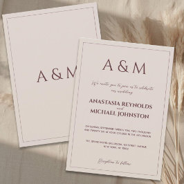 Modern simple tan minimalist wedding inbjudningar