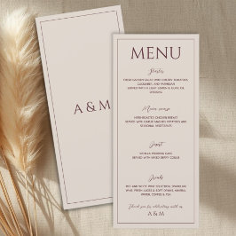 Modern simple tan minimalist wedding meny