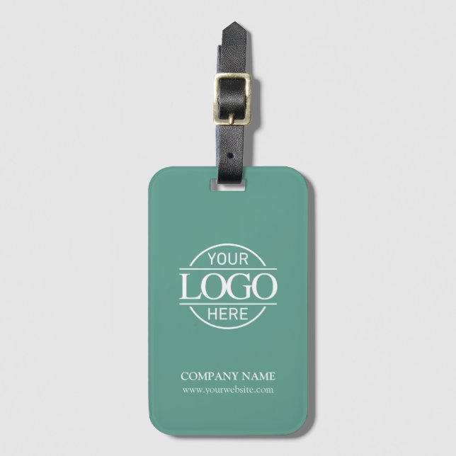 Modern Simple Teal Business Logo Employee Travel Bagagebricka (Framsida vertikal)