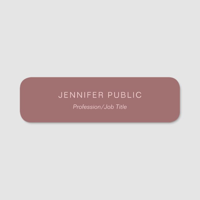 Modern Simple Template Elegant Rose Gold Namnbricka (Framsida)