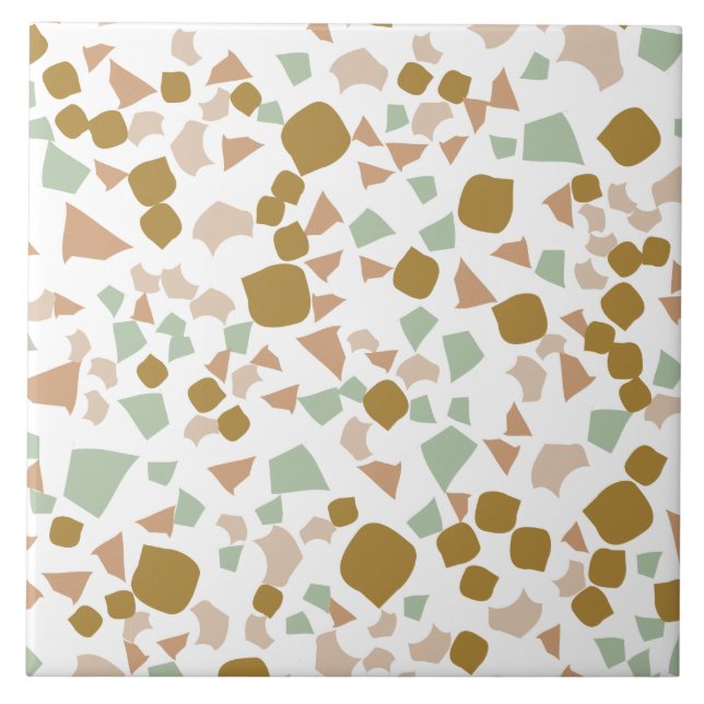 Modern Simple Terrazzo White Guld Kakelplatta (Framsidan)
