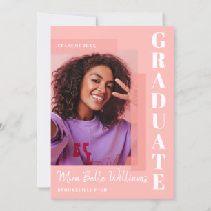 Modern Simple Trendig Studenten Rosa Photo Inbjudningar