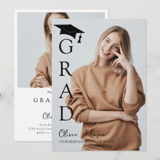 Modern Simple Two Photo Graduation Party  Inbjudningar