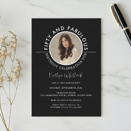 Modern Simple Typography 50 and Fabulous Birthday Inbjudningar