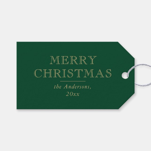 Modern Simple Typography Green Christmas Holiday Presentetikett (Framsidan (Horisontell))