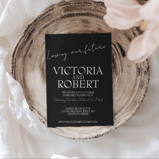 Modern Simple Wedding Engagement Black Quote Inbjudningar (Skapare uppladdad)