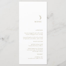 Modern Simple White Guld Olive Gren Bröllop Menu Meny