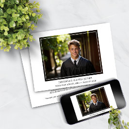 Modern Simple White Photo Studenten Inbjudningar