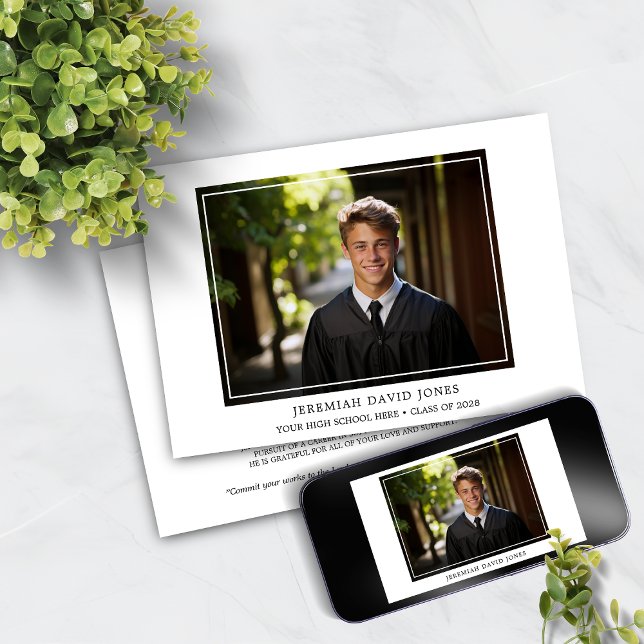 Modern Simple White Photo Studenten Inbjudningar (Skapare uppladdad)