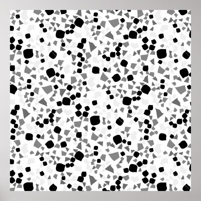 Modern Simple White Terrazzo Black Poster (Framsidan)