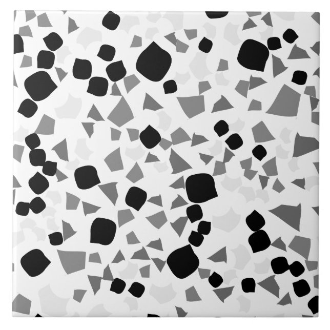 Modern Simple White Terrazzo Black Tile Kakelplatta (Framsidan)