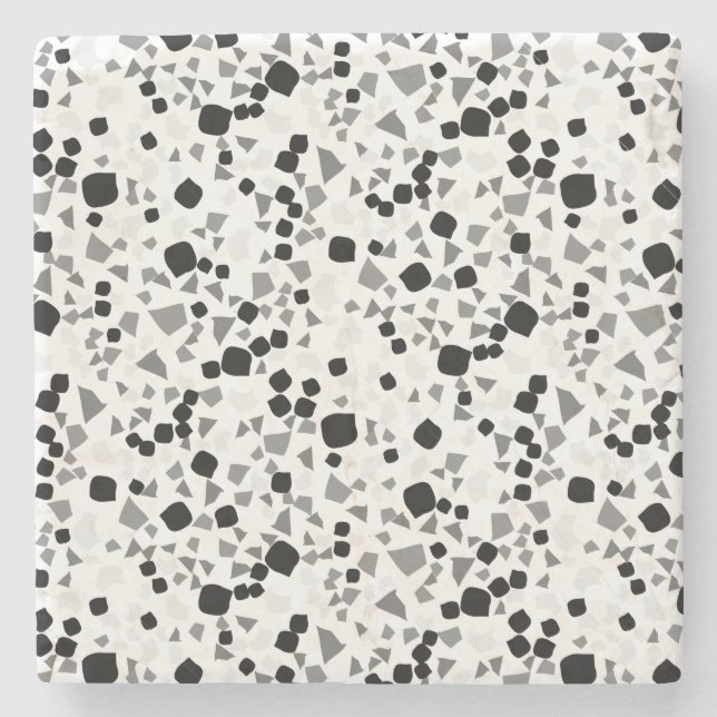 Modern Simple White Terrazzo Black Tile Stenunderlägg (Framsidan)