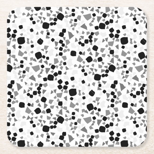Modern Simple White Terrazzo Black Tile Underlägg Papper Kvadrat (Framsidan)