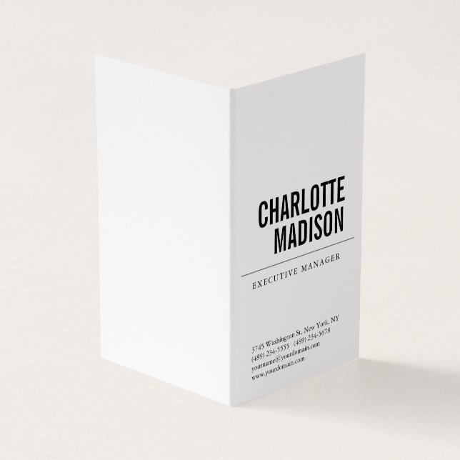 Modern Simple White Trendy Minimalist Plain  Visitkort (Utsida)