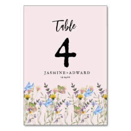 Modern Simple Wildblomma Blommigt Bröllop Bordsnummer