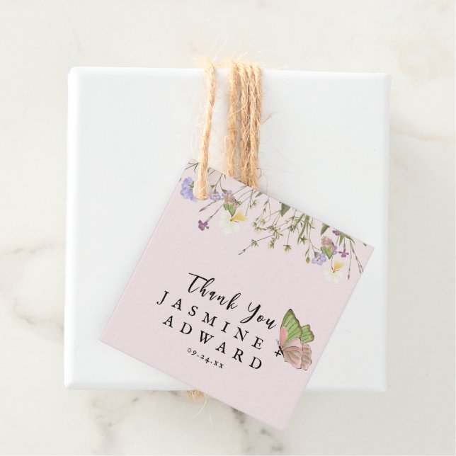 Modern Simple Wildblomma Blommigt Bröllop Gåvor Etiketter (På plats)