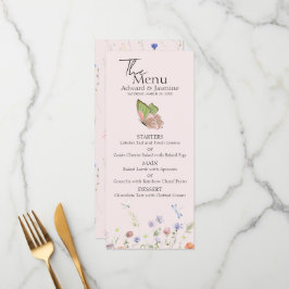 Modern Simple Wildblomma Blommigt Bröllop Meny