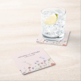 Modern Simple Wildblomma Blommigt Bröllop Underlägg Papper Kvadrat